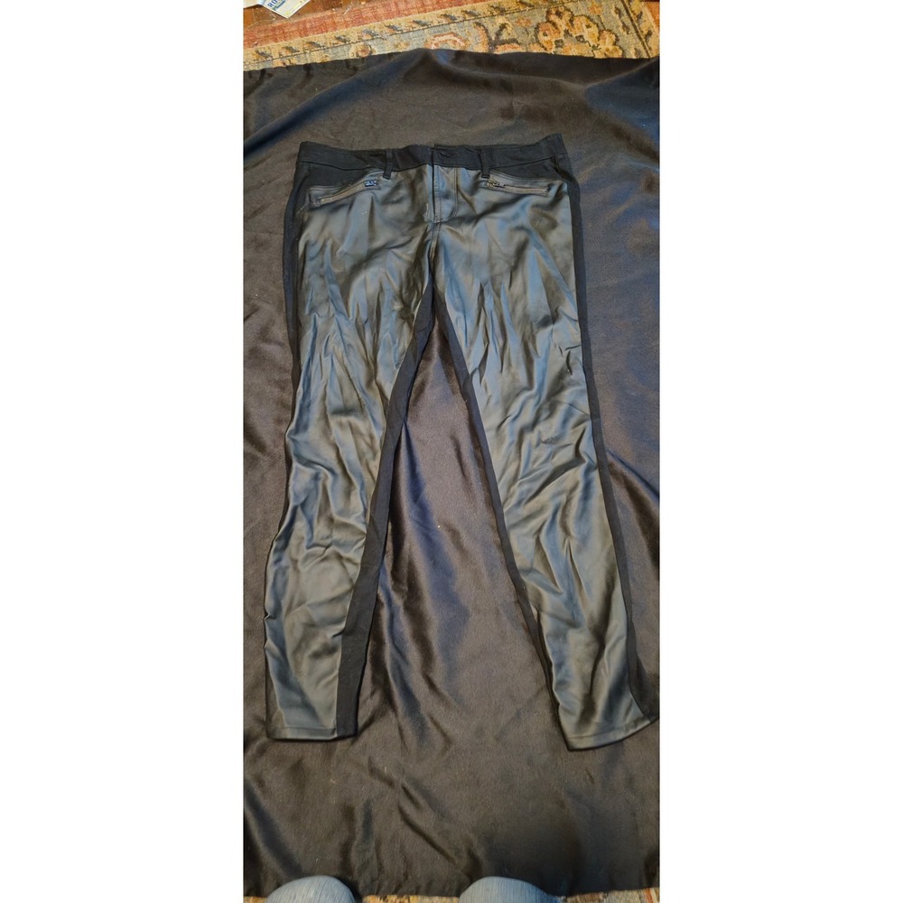 Mossimo Black Faux Leather Front Stretch Skinny Pants Women Size 12